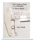 18G Captive Bead Ring 5/16" – 316L Surgical Steel, 2.78mm Bead, Sold as Pair