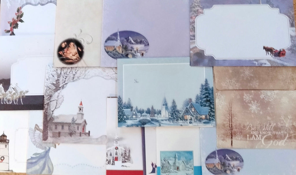 Religious Christmas Cards – 30-Card Assortment, Churches, Angels & Nativity, USA Printed