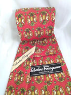 Vintage 1980s Salvatore Ferragamo Silk Necktie – Holiday Partridge & Pineapple Print, Made in Italy