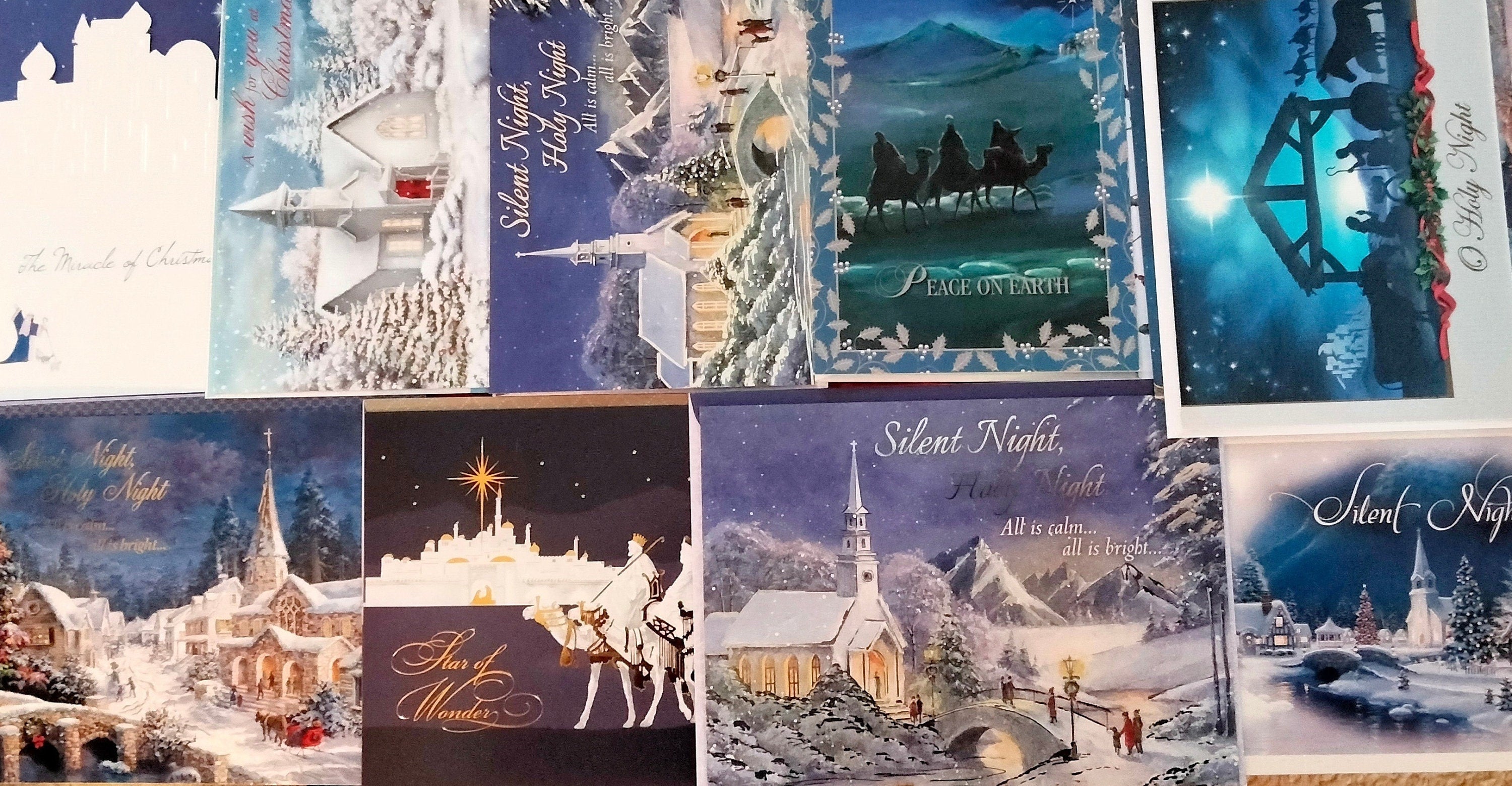 Religious Christmas Cards – 30-Card Assortment, Churches, Angels & Nativity, USA Printed