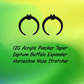 12G Black Acrylic Pincher Taper | Septum Ring & Stretcher | Buffalo Horseshoe