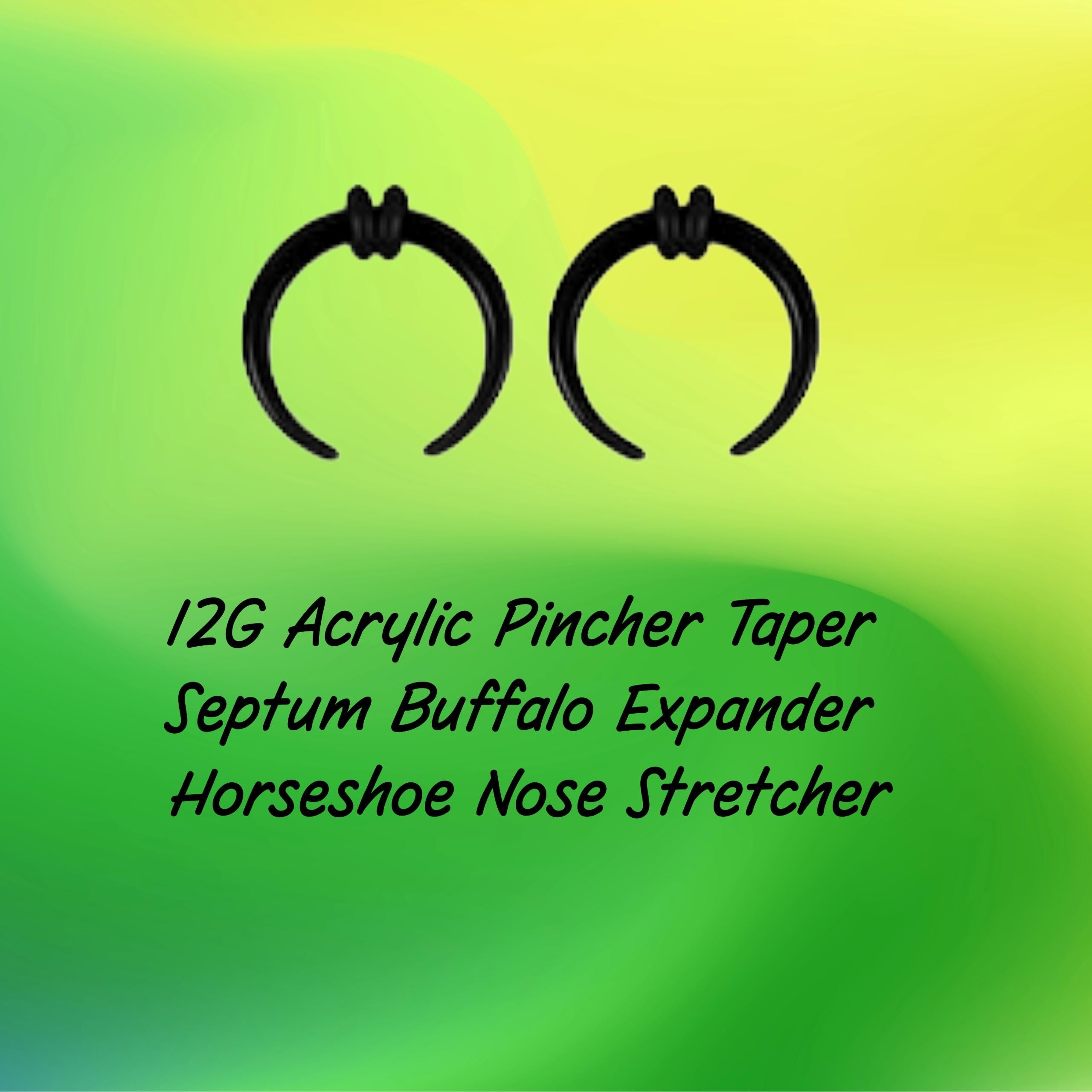 12G Black Acrylic Pincher Taper | Septum Ring & Stretcher | Buffalo Horseshoe
