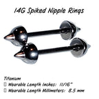 14G Titanium Spike Nipple Barbell – Gothic & Punk Cone Ends, Silver, 1-1/8"