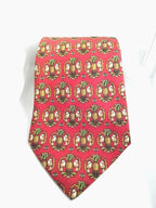 Vintage 1980s Salvatore Ferragamo Silk Necktie – Holiday Partridge & Pineapple Print, Made in Italy
