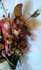 Vintage Mauve Floral Arrangement | Silk, Fabric & Paper Blooms | 11 Stems