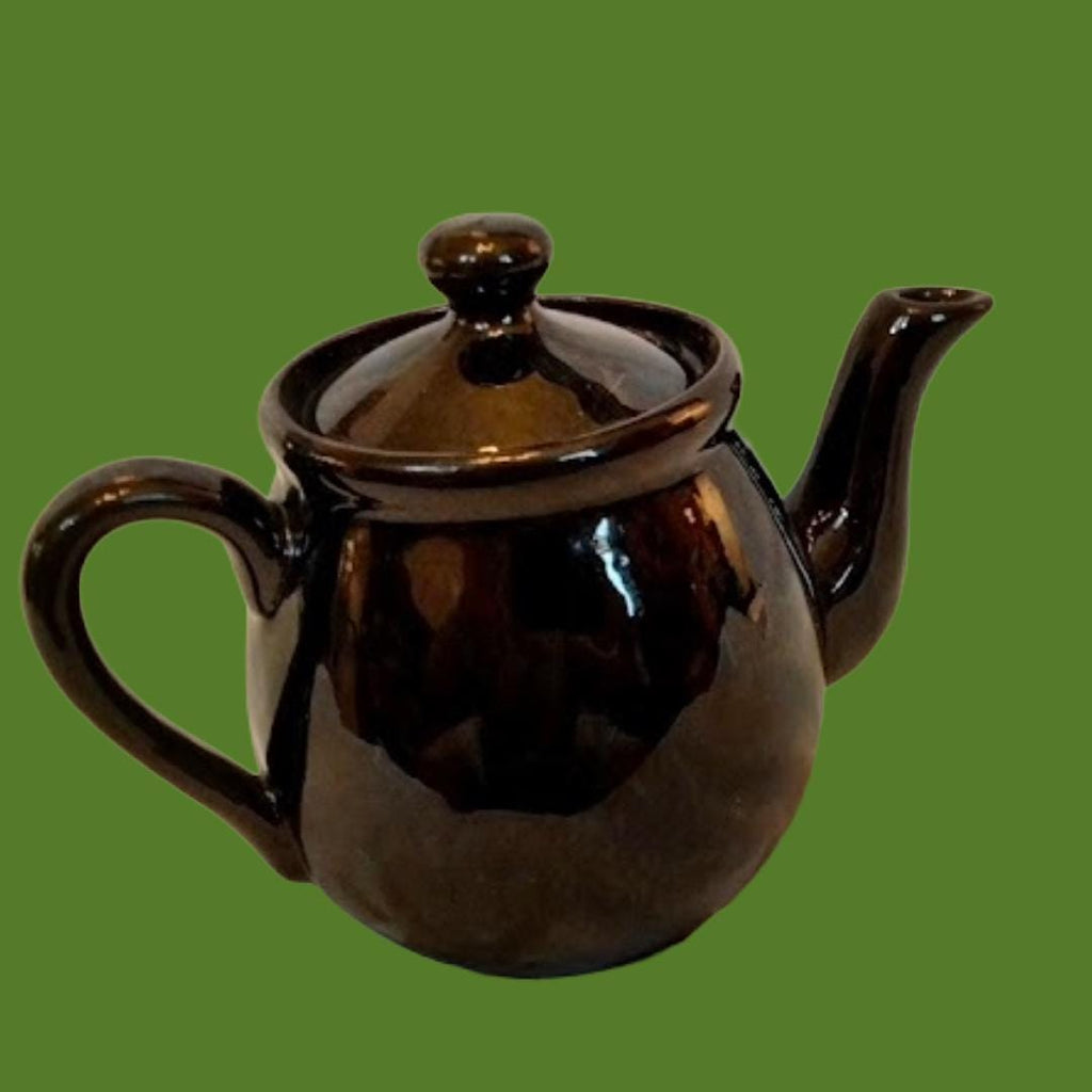 Vintage 1-Cup Ceramic Teapot – Deep Reddish Brown Glaze, Like New, Unsigned
