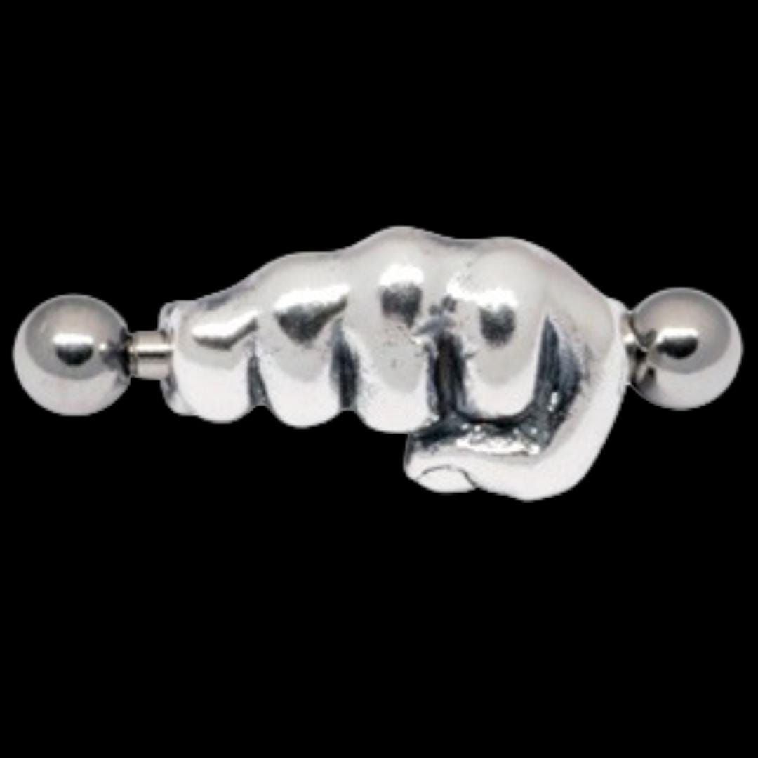 16G Closed Fist Eyebrow Barbell – 316L Surgical Steel, 9/16" Straight Bar