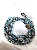 Vintage Nine-Strand Glass Bead Choker – Turquoise, Blue, Silver & More