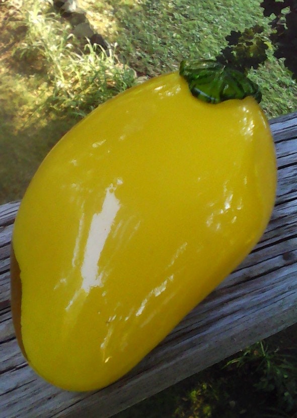 Murano Yellow Glass Pepper: Handblown Art Decor