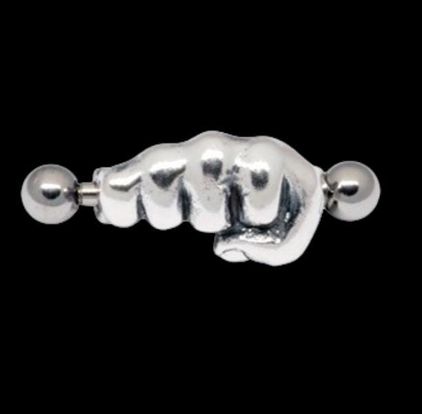 16G Closed Fist Eyebrow Barbell – 316L Surgical Steel, 9/16" Straight Bar