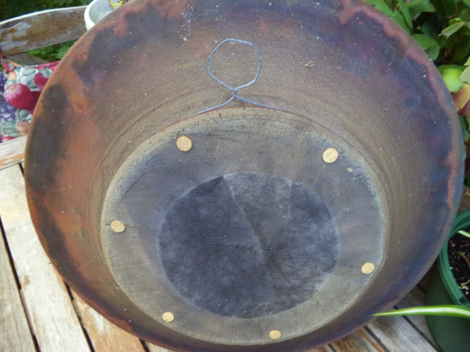 Vintage 1991 Raku Pottery Platter – Signed, Mexican Spice Colors, 19" Wall Hanging or Centerpiece