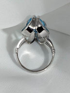 Vintage Sterling Silver Aquamarine Cocktail Ring – Size 8.5, Geometric Statement Piece