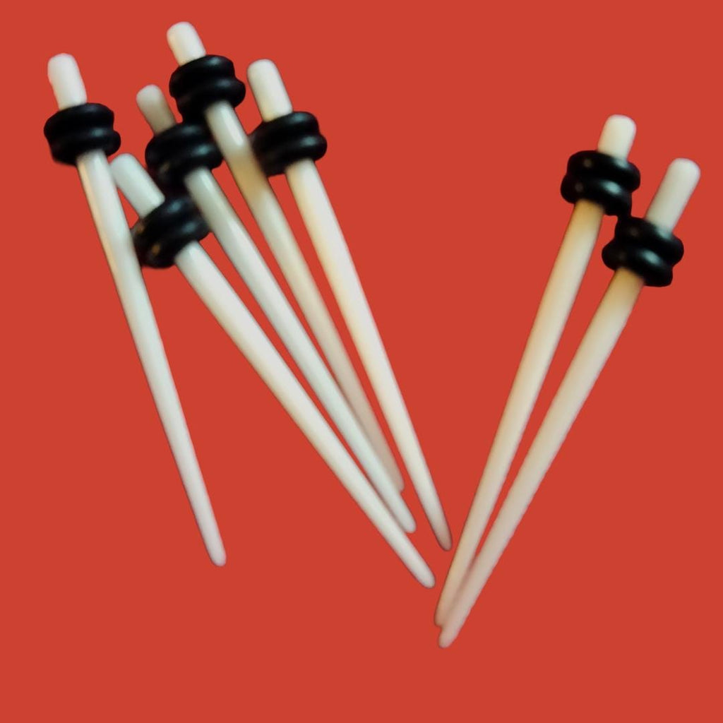 White Acrylic Ear Taper Stretching Kit – 18G to 14G, Sold in Pairs