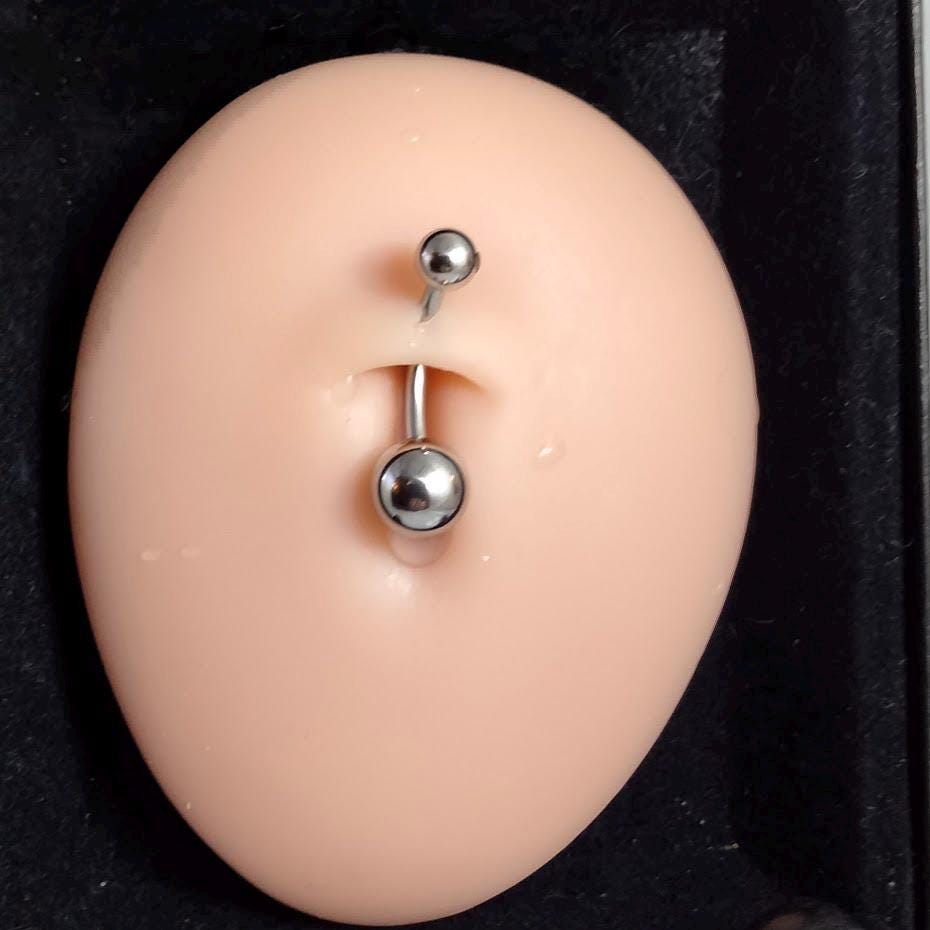 14G Titanium Belly Ring, Surgical Steel Barbell