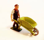 Antique Train Conductor Figurine with Wheelbarrow – J. Hill & Co. Die-Cast, 1950s England