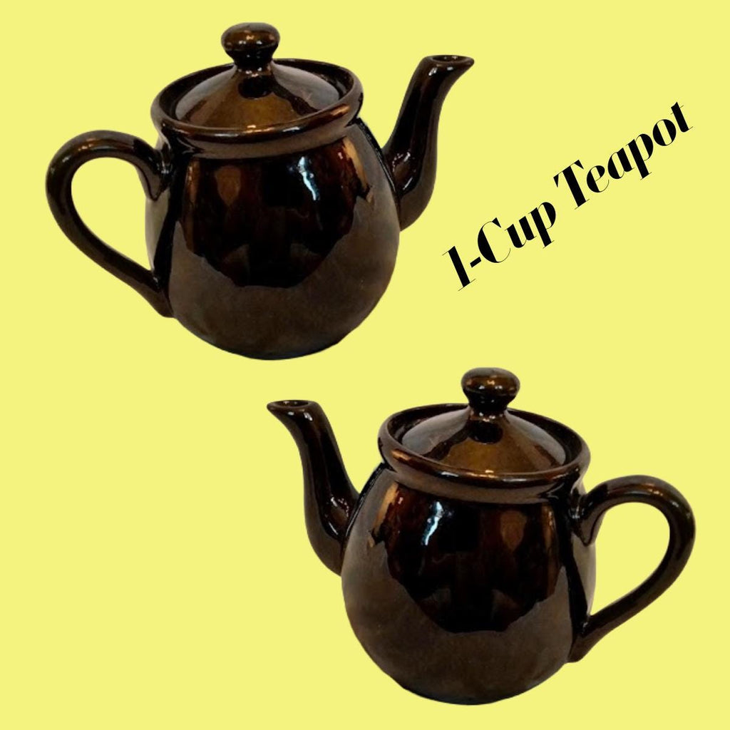 Vintage 1-Cup Ceramic Teapot – Deep Reddish Brown Glaze, Like New, Unsigned