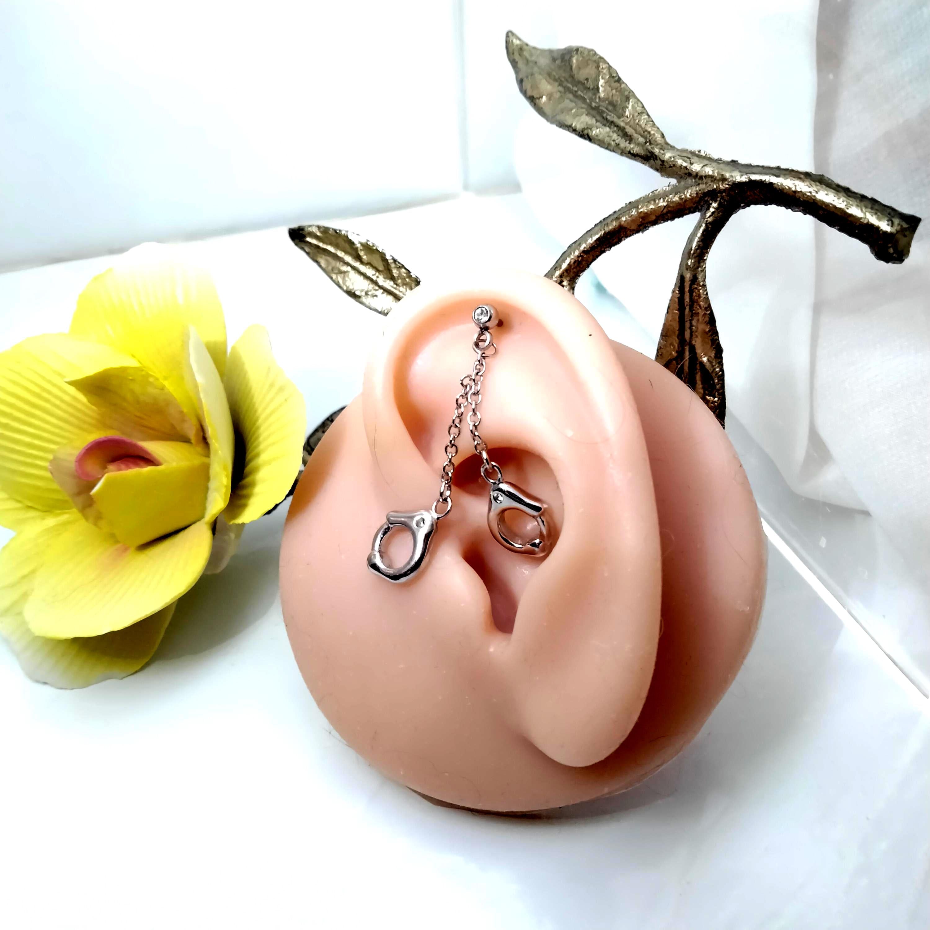 16G Handcuff Dangle Cartilage Stud | Titanium | Helix & Lobe Piercing