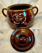 Antique Japanese Moriage Redware Bean & Rice Crock Set – 3-Piece with Gold Trim, Made in Japan