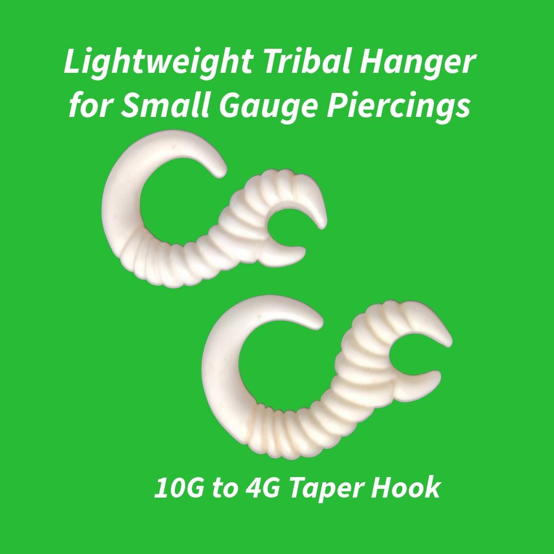Acrylic Tribal Talon Ear Weight | Ivory White Claw Hanger | 10G–4G | Tunnels & Septum