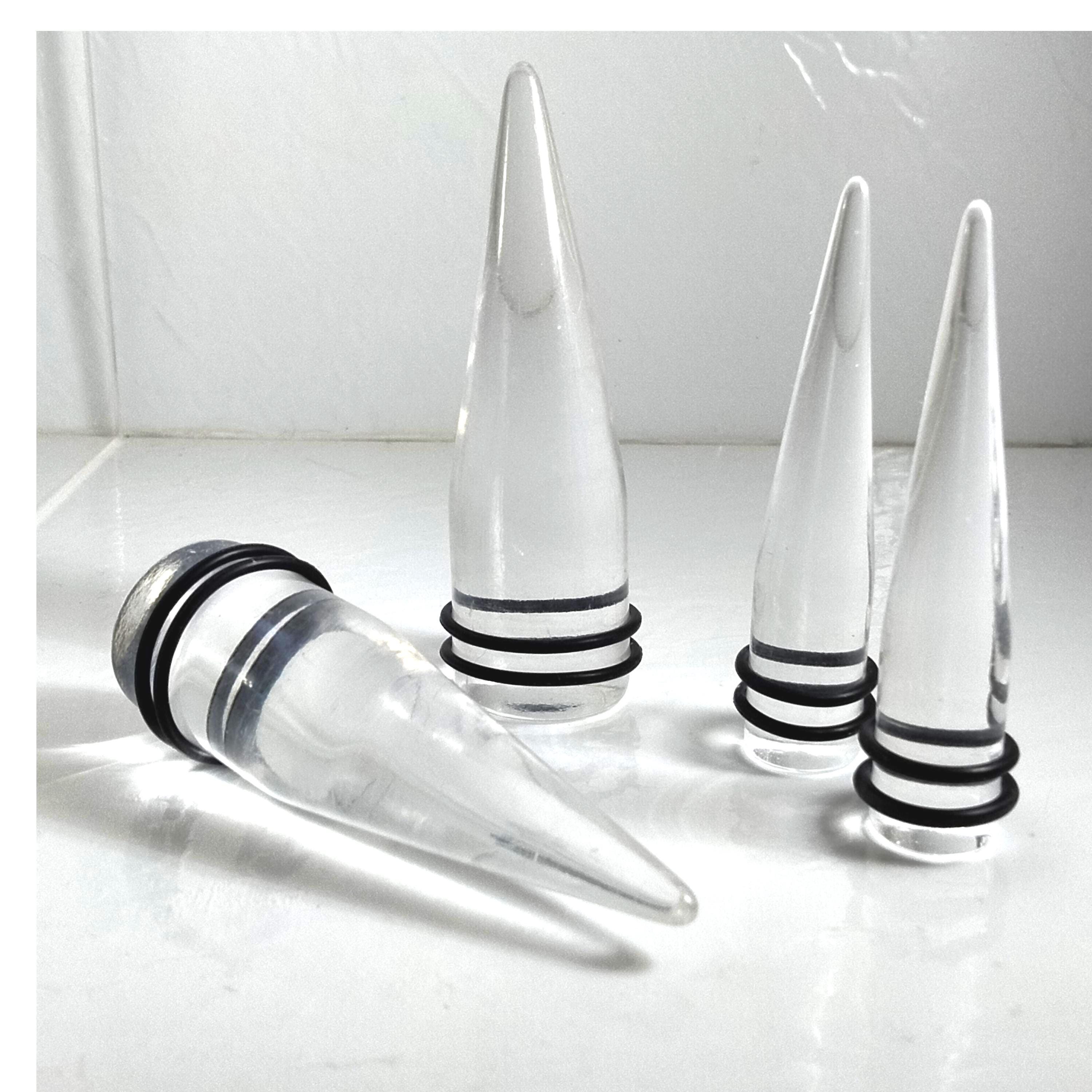 3/4" Clear Acrylic Ear Stretching Taper – Big Gauge, 2-5/8" Long, O-Rings Included