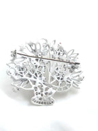 Vintage Rhinestone Flower Basket Brooch – Multicolor Prong-Set Stones, Pristine Condition