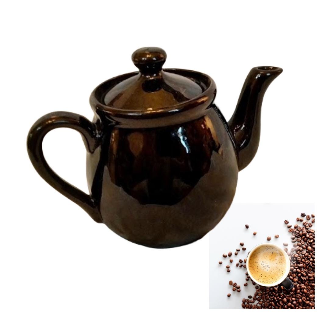 Vintage 1-Cup Ceramic Teapot – Deep Reddish Brown Glaze, Like New, Unsigned