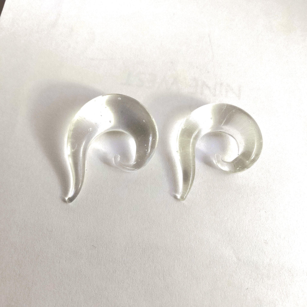12G Clear Glass Spiral Talon Plug – Lobe Stretcher & Surgical Retainer, Metal-Free