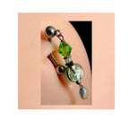 Green Glass Bead Dangle Belly Ring – 14G Surgical Steel
