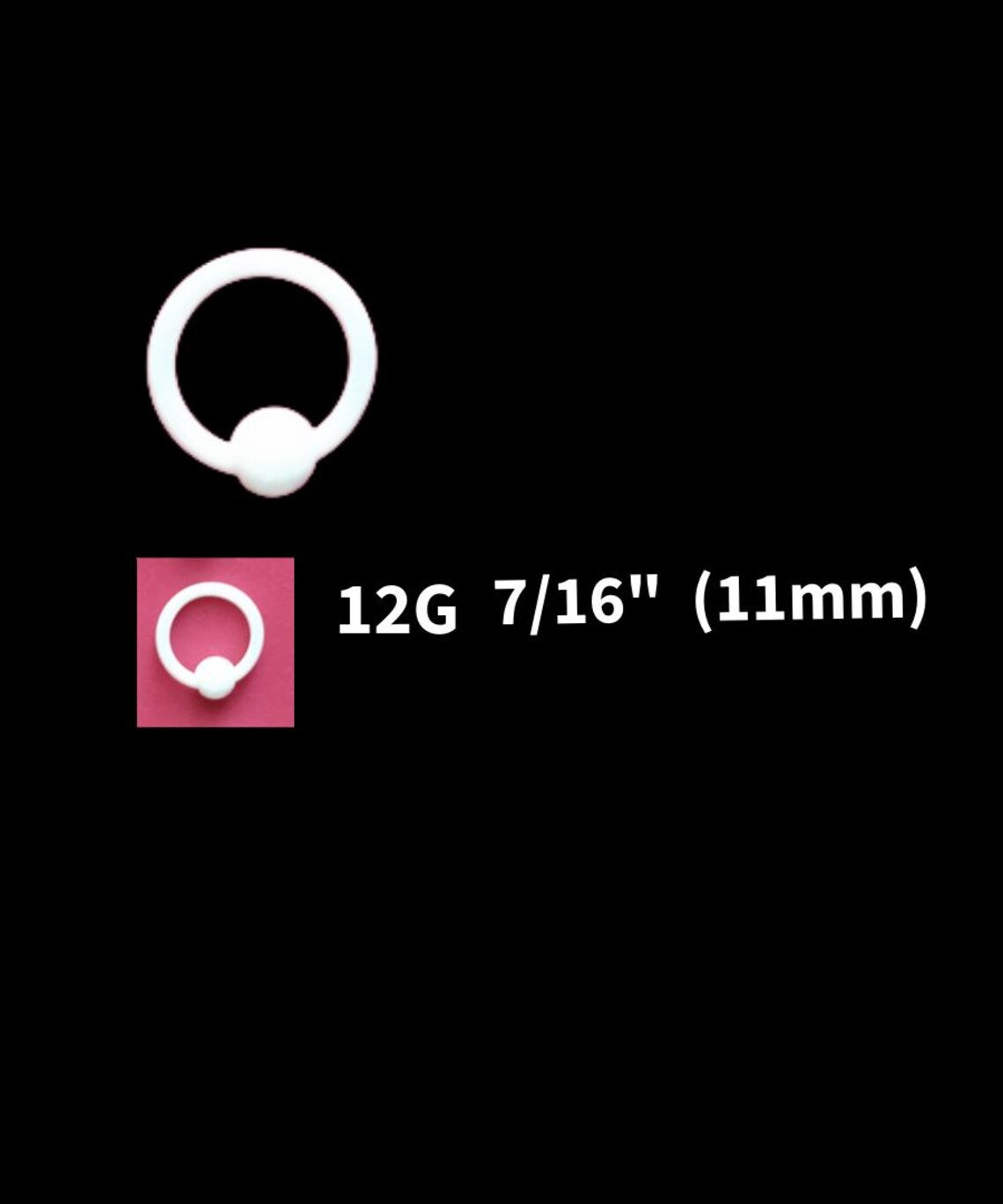 White Bioplast Captive Bead Rings – UV-Safe Retainer CBR | 10G, 12G, 14G, 16G