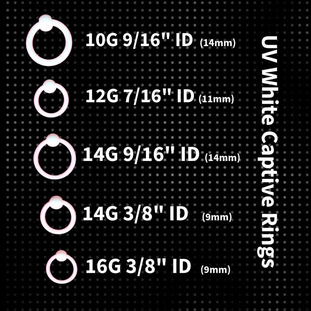 White Bioplast Captive Bead Rings – UV-Safe Retainer CBR | 10G, 12G, 14G, 16G