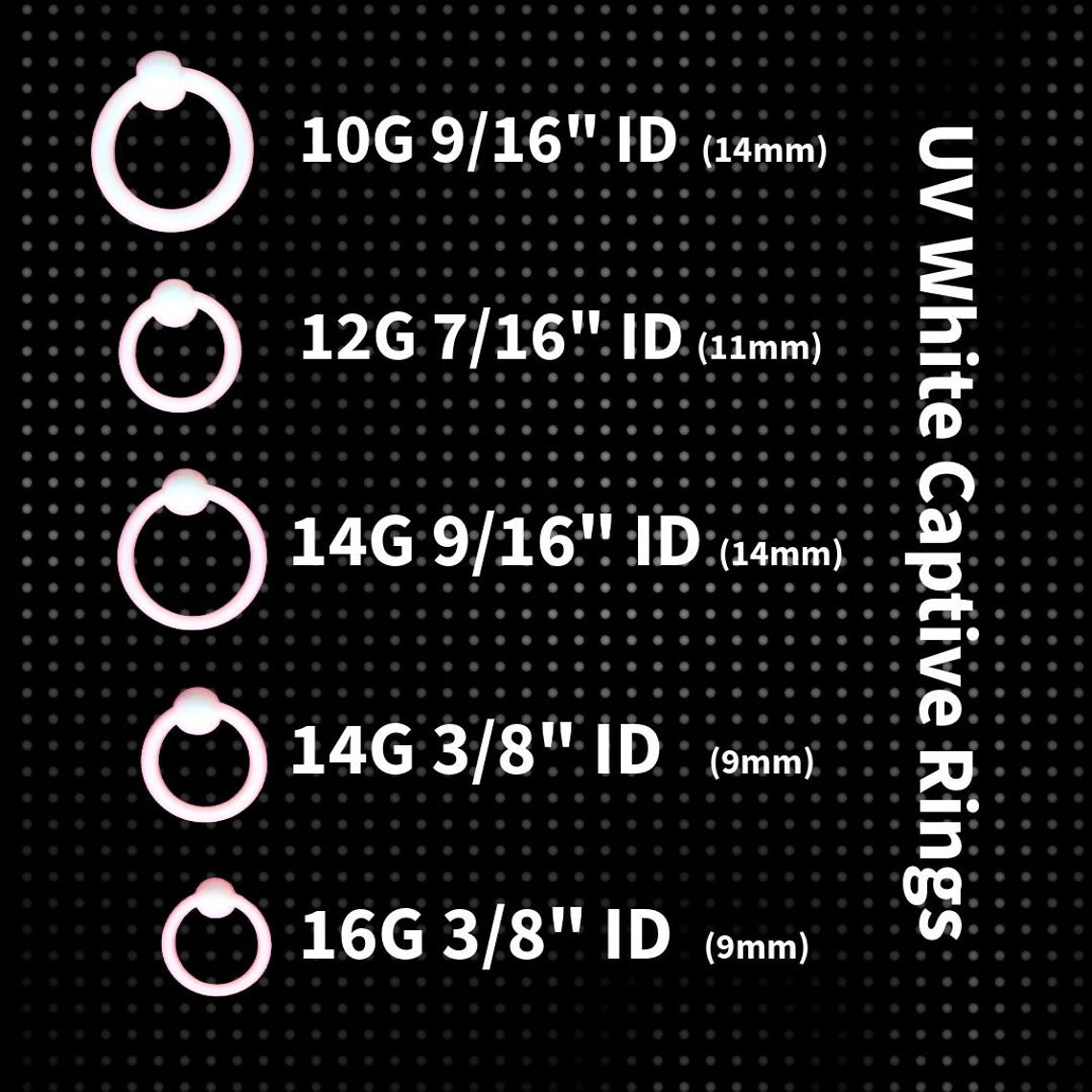 White Bioplast Captive Bead Rings – UV-Safe Retainer CBR | 10G, 12G, 14G, 16G
