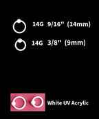 White Bioplast Captive Bead Rings – UV-Safe Retainer CBR | 10G, 12G, 14G, 16G