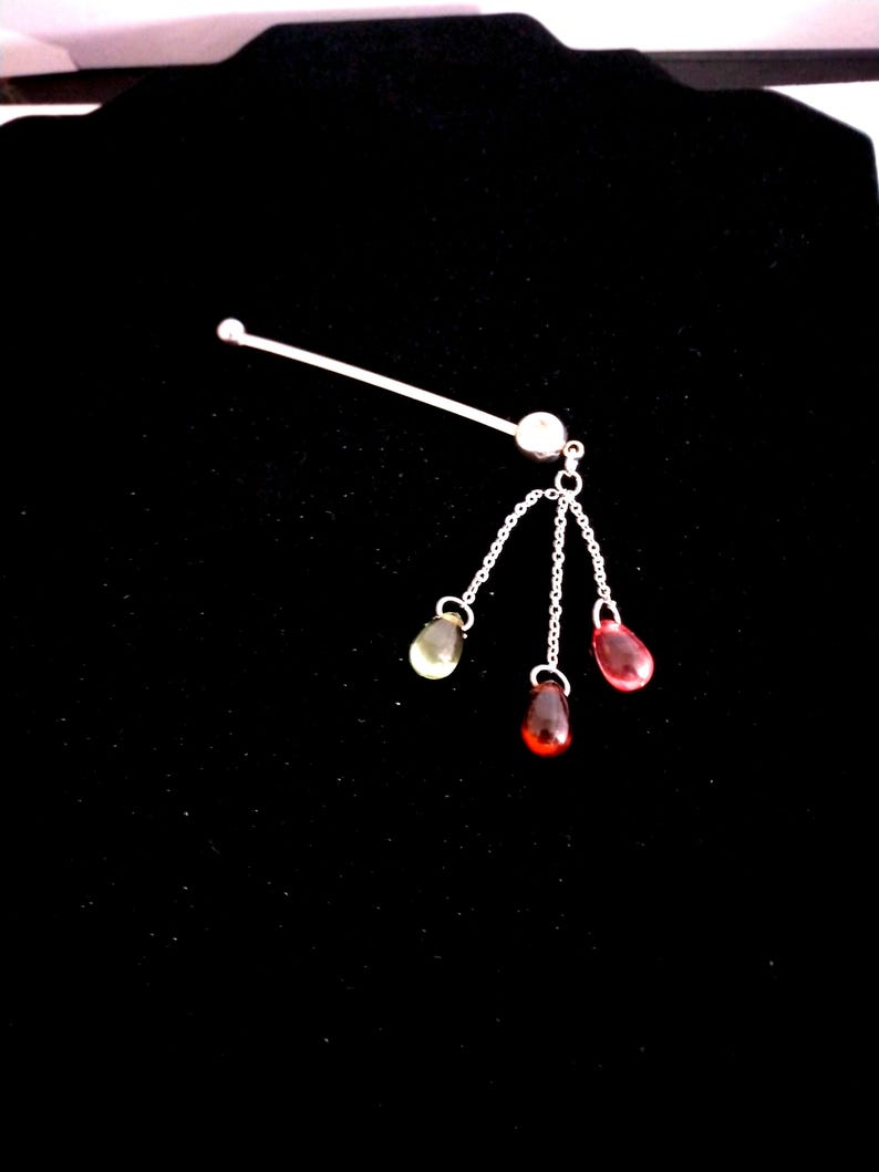 14G Maternity Belly Ring – Bio Flex Flexible Shaft, Multi-Stone Dangle