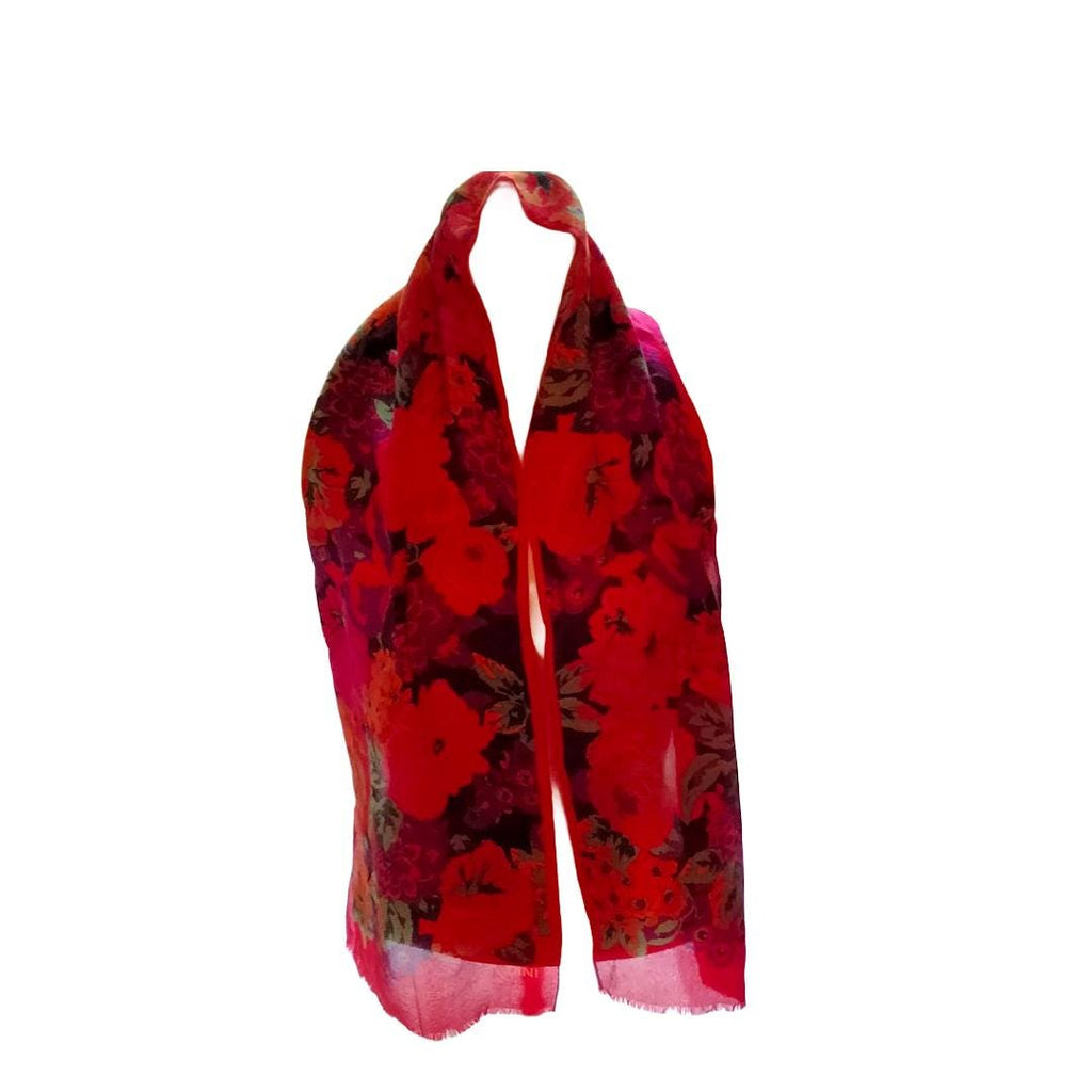 Adrienne Vittadini Vintage Silk Scarf | Japanese Floral Print | 50"×11"