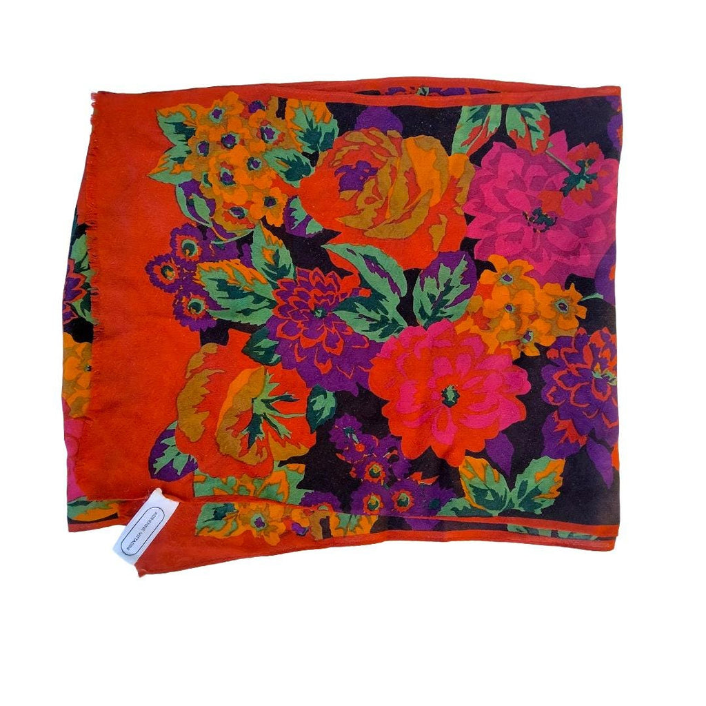 Adrienne Vittadini Vintage Silk Scarf | Japanese Floral Print | 50"×11"