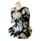Karen Alexander Vintage Wiggle Dress | 1980s Peplum Floral | Size 4 Petite