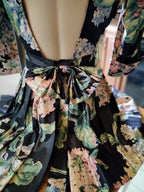 Karen Alexander Vintage Wiggle Dress | 1980s Peplum Floral | Size 4 Petite