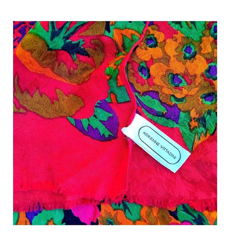 Adrienne Vittadini Vintage Silk Scarf | Japanese Floral Print | 50"×11"