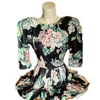 Karen Alexander Vintage Wiggle Dress | 1980s Peplum Floral | Size 4 Petite