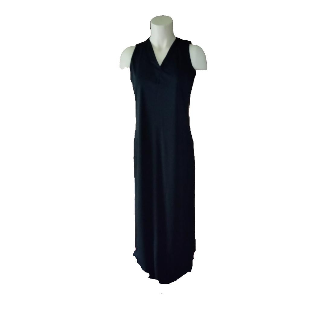 Willi Smith Collection Vintage Black Knit Maxi Dress | Petite Sheath | 1990s