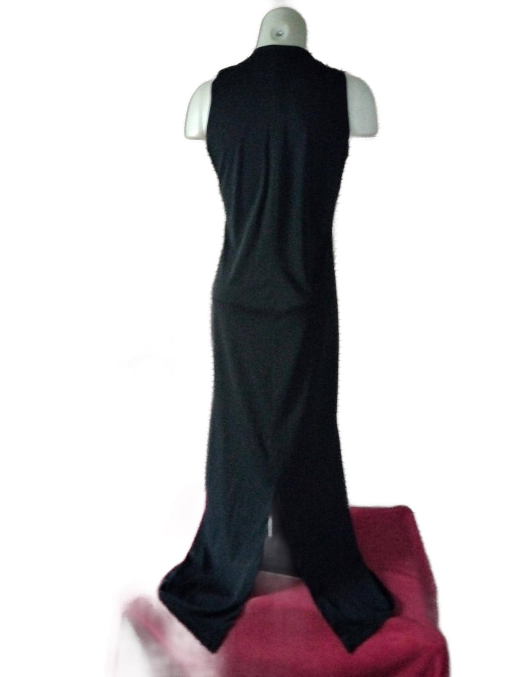 Willi Smith Collection Vintage Black Knit Maxi Dress | Petite Sheath | 1990s