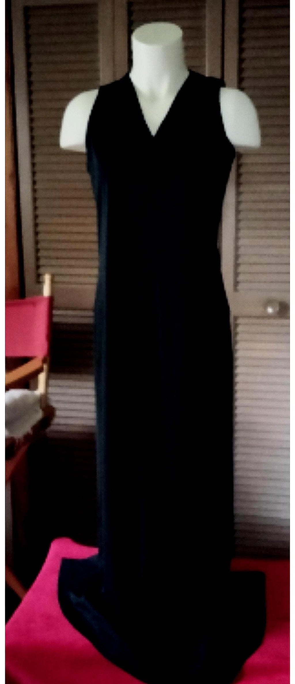 Willi Smith Collection Vintage Black Knit Maxi Dress | Petite Sheath | 1990s