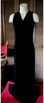 Willi Smith Collection Vintage Black Knit Maxi Dress | Petite Sheath | 1990s