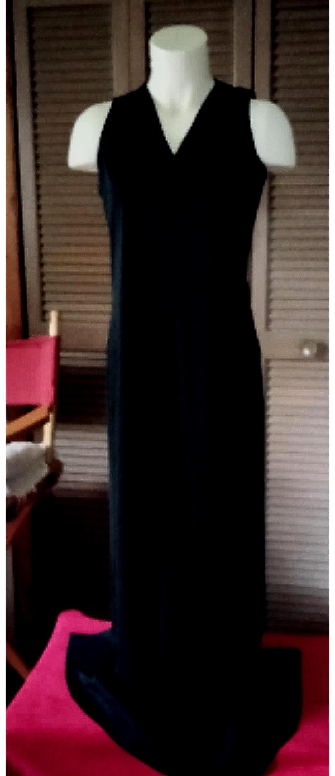 Willi Smith Collection Vintage Black Knit Maxi Dress | Petite Sheath | 1990s