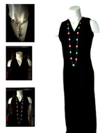 Willi Smith Collection Vintage Black Knit Maxi Dress | Petite Sheath | 1990s